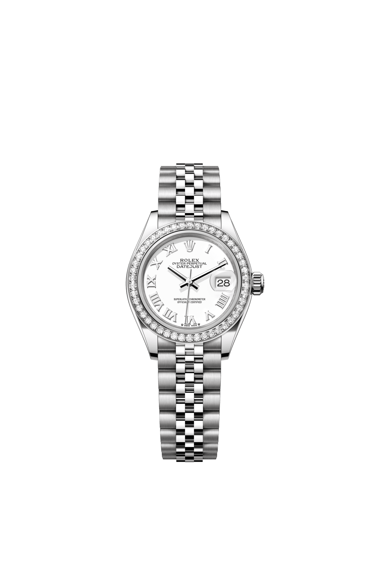 Rolex Lady-Datejust 28 mm White  Dial with Diamonds Oystersteel and White Gold Jubilee Bracelet m279384rbr-0019