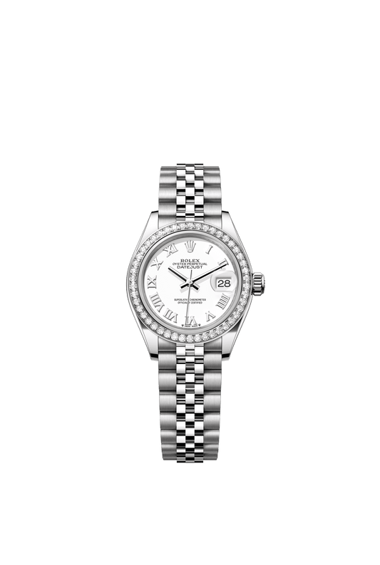 Rolex Lady-Datejust 28 mm White  Dial with Diamonds Oystersteel and White Gold Jubilee Bracelet m279384rbr-0019