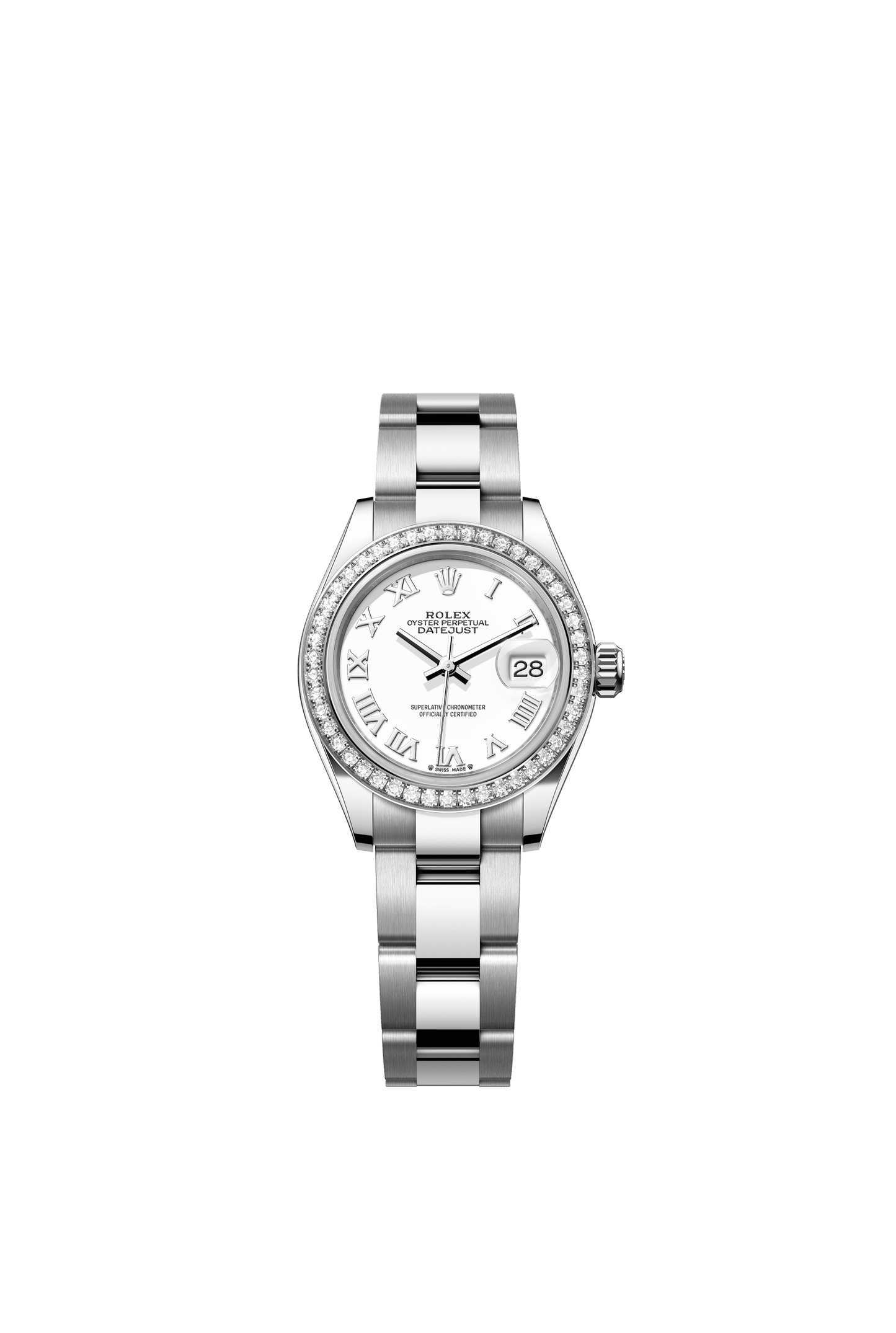 Rolex Oyster 28 mm White Dial White Rolesor - Combination Of Oystersteel And White Gold Oyster, Three-Piece Solid Links m279384rbr-0020