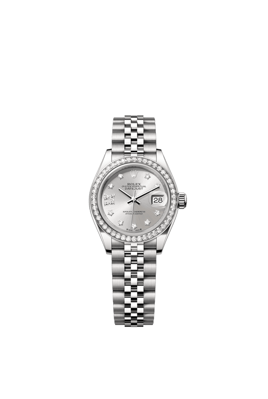 Rolex Lady-Datejust 28 mm Silver Set With Diamonds Dial Oystersteel and White Gold Jubilee Bracelet m279384rbr-0021