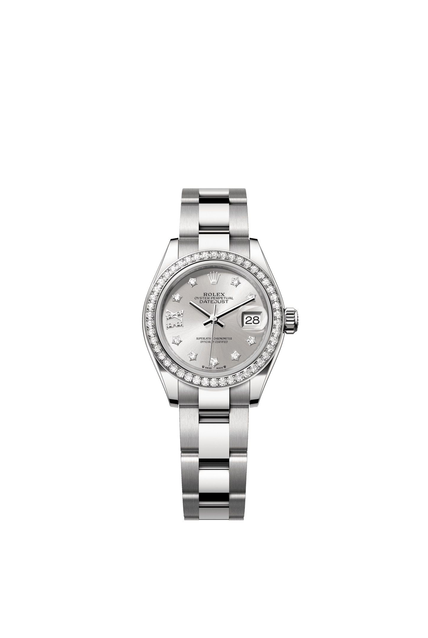 Rolex Lady-Datejust 28 mm Silver Set With Diamonds Dial Oystersteel and White Gold Oyster Bracelet m279384rbr-0022