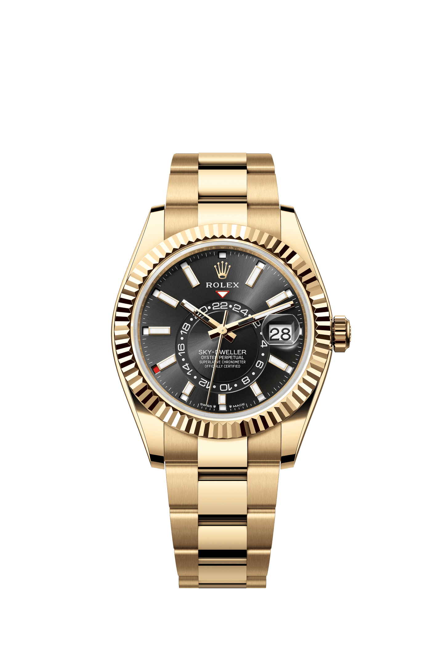 Rolex Oyster 42 mm Bright Black Dial 18k Yellow Gold Oysterflex m336938-0002