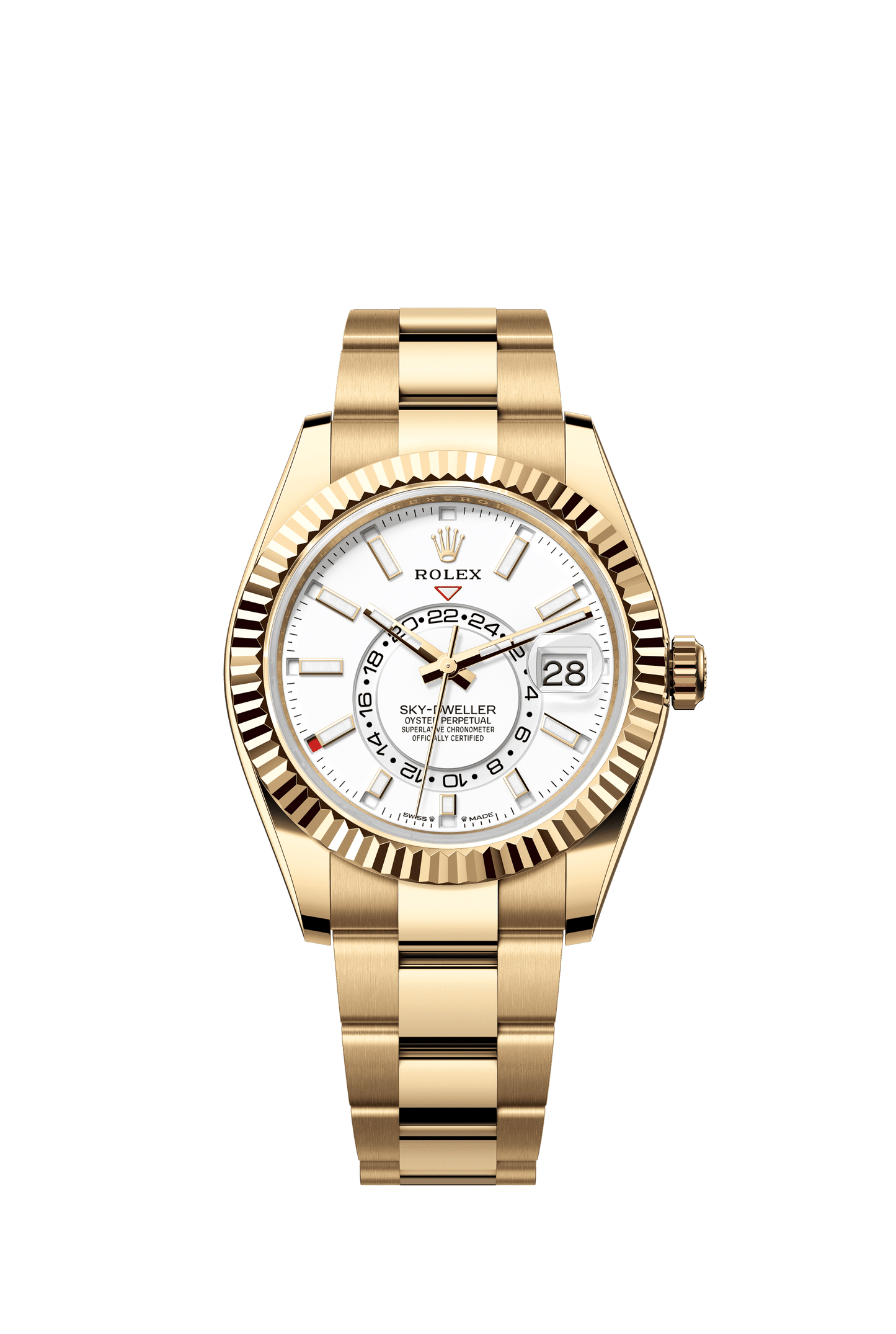 Rolex Oyster 42 mm Intense White Dial 18k Yellow Gold Oysterflex /m336938-0003