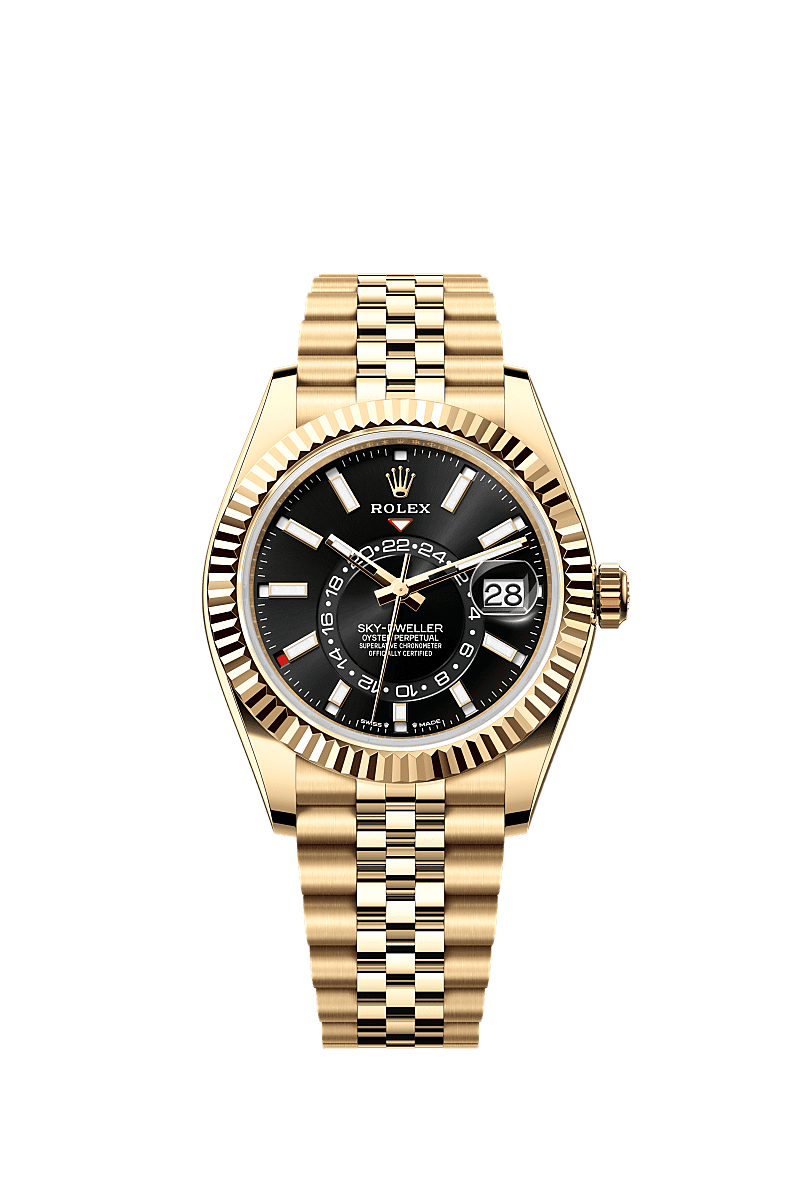 Rolex Oyster 42 mm Bright Black Dial 18k Yellow Gold Oysterflex m336938-0005