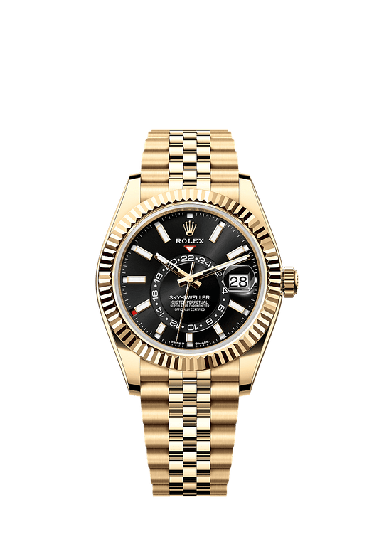 Rolex Oyster 42 mm Bright Black Dial 18k Yellow Gold Oysterflex m336938-0005