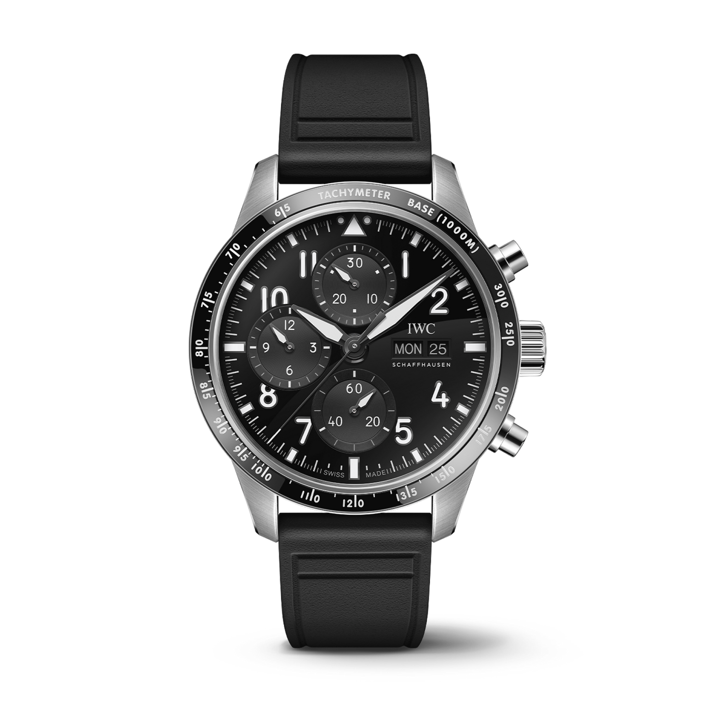 IWC Schaffhausen Pilot’s Watch Performance Chronograph 41 AMG 41  mm Black Dial Titanium  Black Rubber Strap IW388305