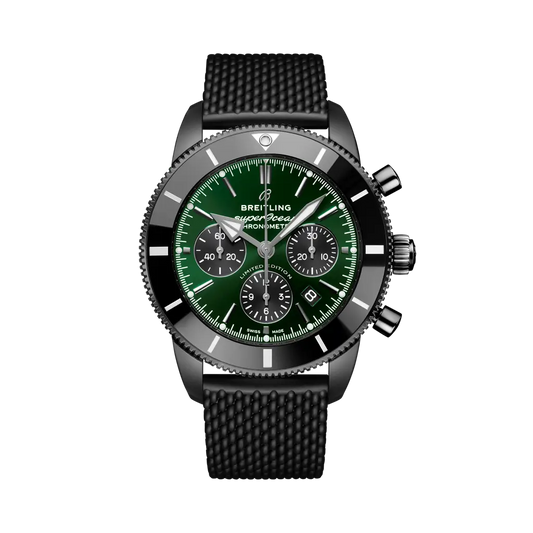 Breitling Superocean Heritage B01 Chronograph 44 mm Black And Green Dial Dlc-Coated Stainless Steel Rubber Black Strap MB01621A1L1S1