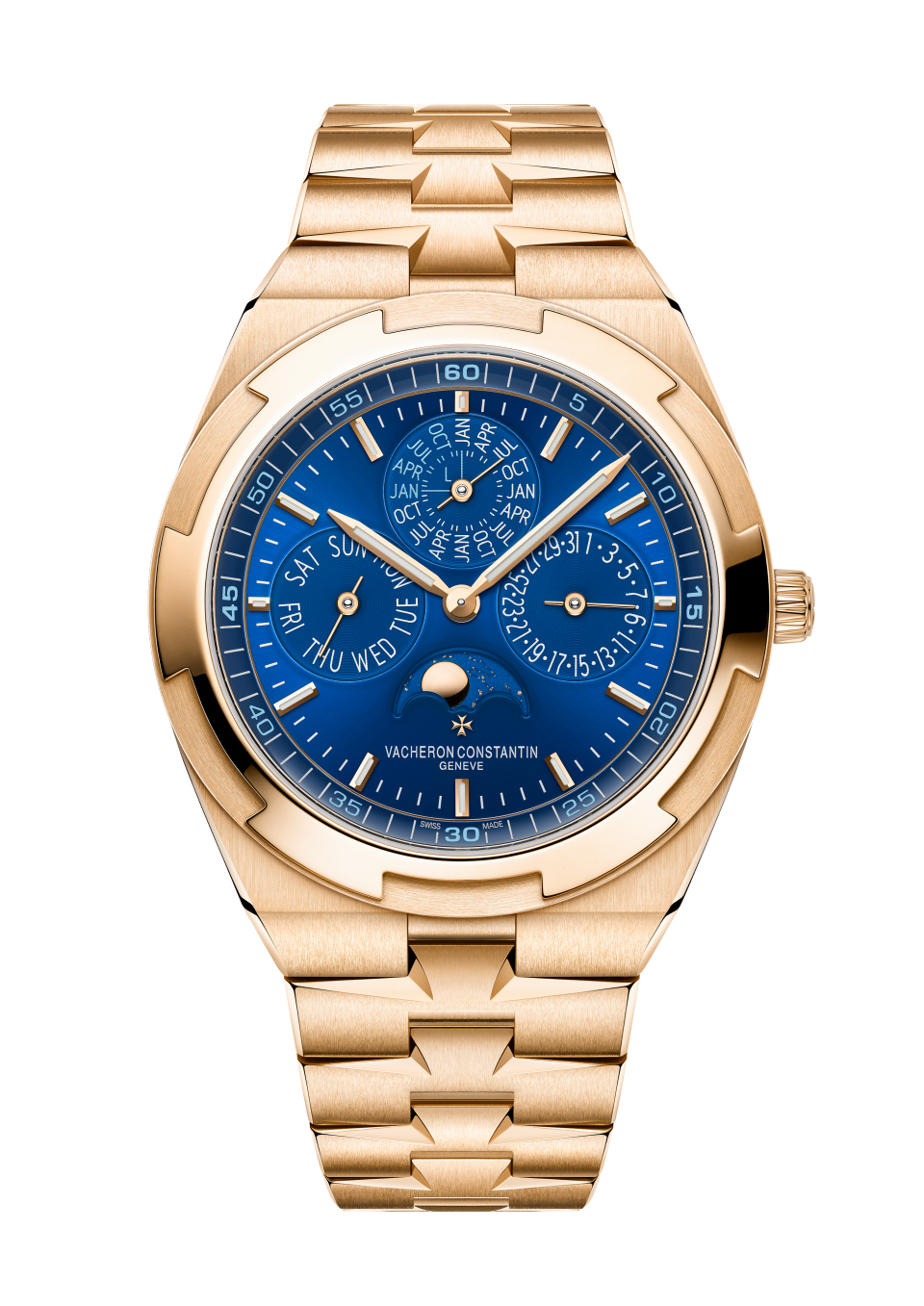 Vacheron Constantin Overseas perpetual calendar ultra-thin 41.5 mm Blue Dial 18K Pink Gold Bracelet 4300V/220R-B509