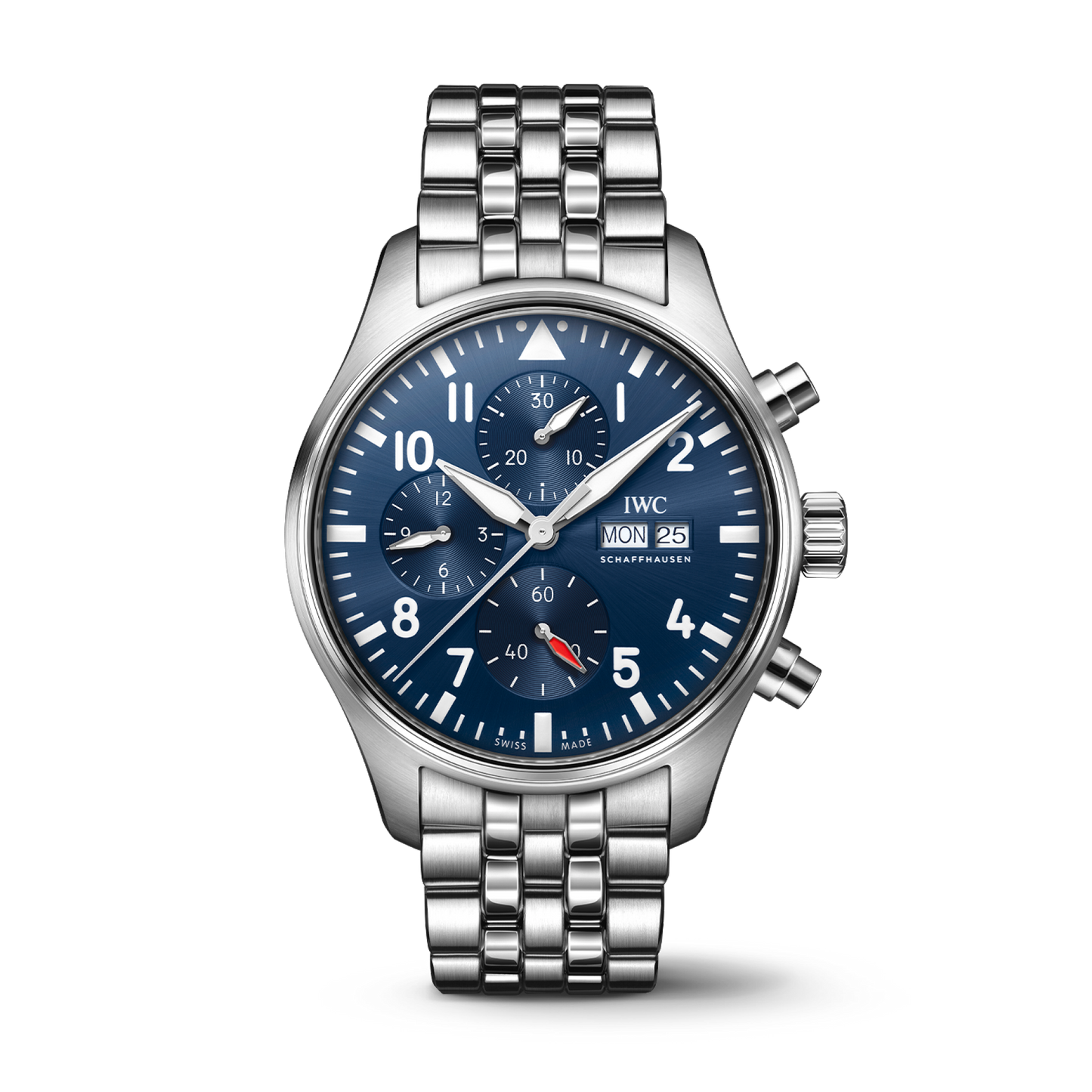 IWC Schaffhausen Pilot's Watch Chronograph 43 mm Blue  Dial Stainless Steel Bracelet IW378004