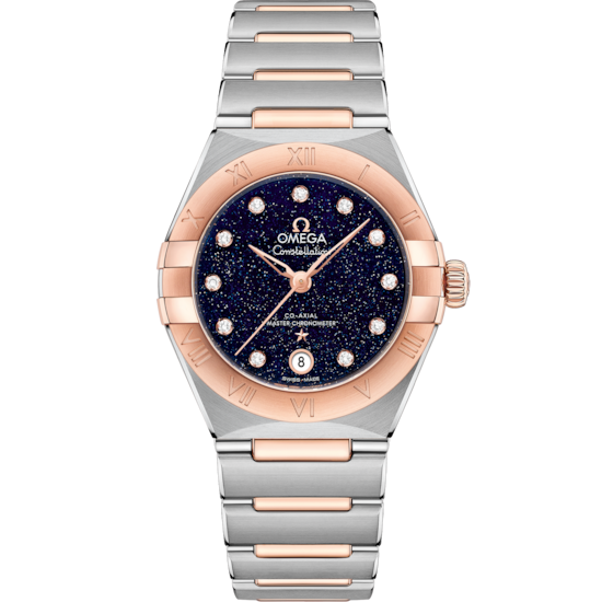 Omega Constellation 29 mm Blue Dial with Diamonds Stainless Steel and Sedna™ 18k Rose Gold Bracelet 131.20.29.20.53.002