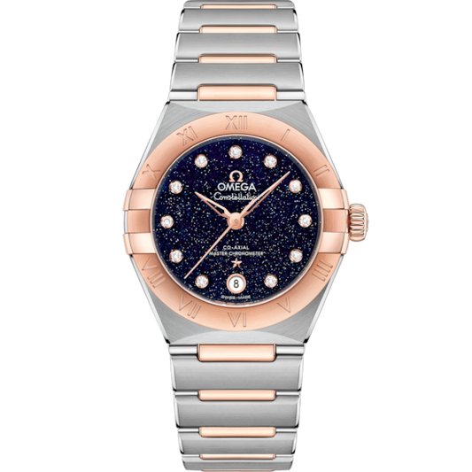 Omega Constellation 29 mm Blue Dial with Diamonds Stainless Steel and Sedna™ 18k Rose Gold Bracelet 131.20.29.20.53.002