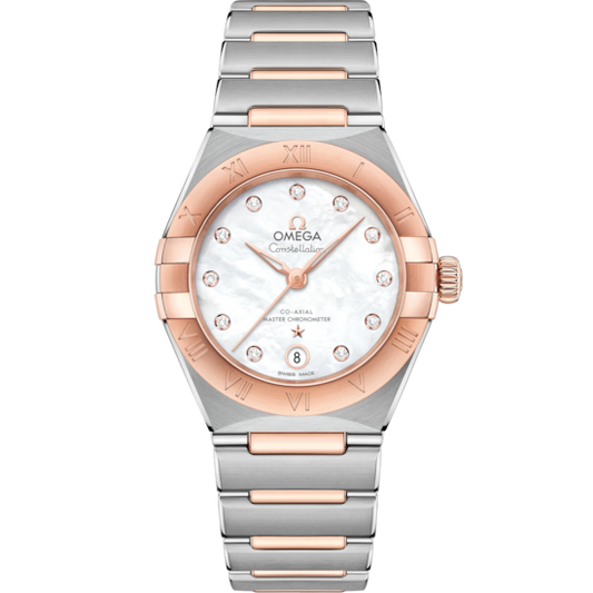 Omega Constellation 29 mm White Dial with Diamonds Stainless Steel and Sedna™ 18k Rose Gold Bracelet 131.20.29.20.55.001