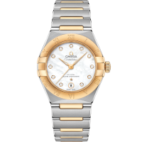 Omega Constellation 29 mm White Dial with Diamonds Stainless Steel and Sedna™ 18k Yellow Gold Bracelet 131.20.29.20.55.002