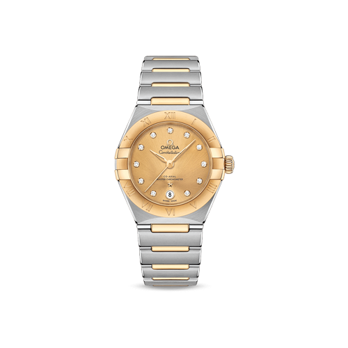 Omega Constellation 29 mm Yellow Dial with Diamonds Stainless Steel and Sedna™ 18k Yellow Gold Bracelet 131.20.29.20.58.001