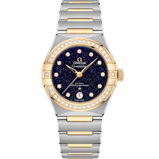 Omega Constellation 29 mm Blue Dial with Diamonds Stainless Steel and Sedna™ 18k Yellow Gold Bracelet 131.25.29.20.53.001