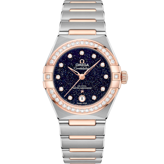 Omega Constellation 29 mm Blue Dial with Diamonds Stainless Steel and Sedna™ 18k Rose Gold Bracelet 131.25.29.20.53.002