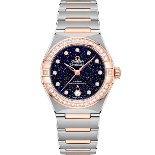 Omega Constellation 29 mm Blue Dial with Diamonds Stainless Steel and Sedna™ 18k Rose Gold Bracelet 131.25.29.20.53.002