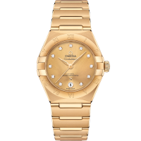 Omega Constellation 29 mm Yellow Dial with Diamonds 18k Yellow Gold Bracelet 131.50.29.20.58.001