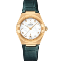 Omega Constellation 29 mm White Dial with Diamonds 18k Yellow Gold Strap 131.53.29.20.55.001