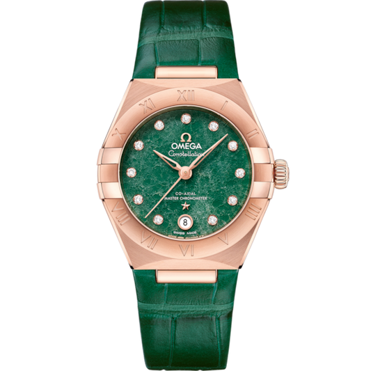 Omega Constellation 29 mm Green Dial with Diamonds Sedna™ 18k Rose Gold Strap 131.53.29.20.99.002