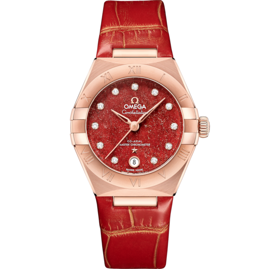 Omega Constellation 29 mm Red Dial with Diamonds Sedna™ 18k Rose Gold Strap 131.53.29.20.99.003