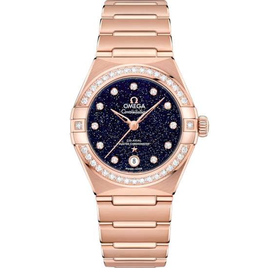 Omega Constellation 29 mm Blue Dial with Diamonds Sedna™ 18k Yellow Gold Strap 131.55.29.20.53.003