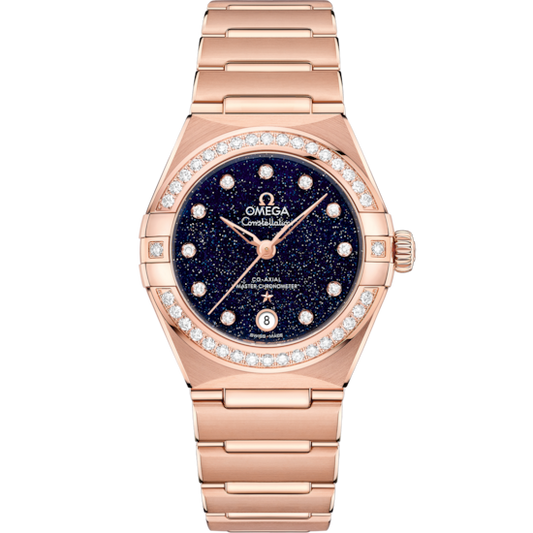 Omega Constellation 29 mm Blue Dial with Diamonds Sedna™ 18k Yellow Gold Strap 131.55.29.20.53.003