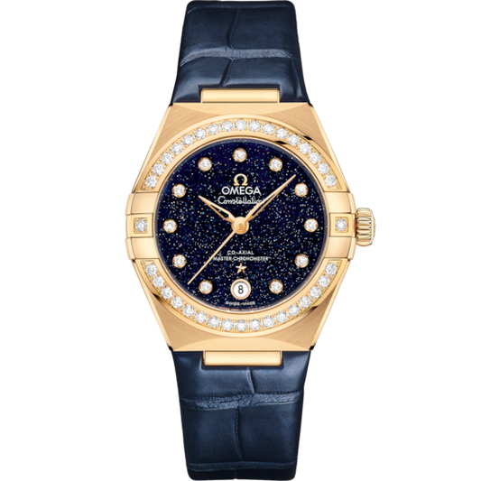 Omega Constellation 29 mm Blue Dial with Diamonds Sedna™ 18k Yellow Gold Strap 131.58.29.20.53.001