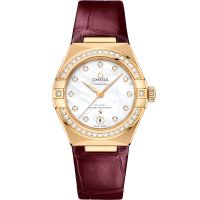 Omega Constellation 29 mm White Dial with Diamonds 18k Yellow Gold Strap 131.58.29.20.55.001