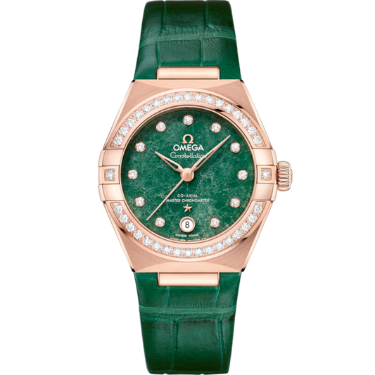 Omega Constellation 29 mm Green Dial with Diamonds Sedna™ 18k Rose Gold Strap 131.58.29.20.99.004