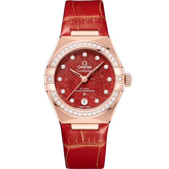 Omega Constellation 29 mm Red Dial with Diamonds Sedna™ 18k Rose Gold Strap 131.58.29.20.99.005