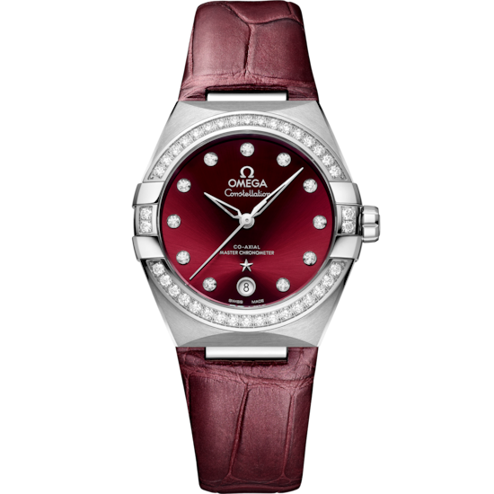 Omega Constellation 39 mm Red Dial with Diamonds Stainless Steel Strap 131.18.36.20.61.001