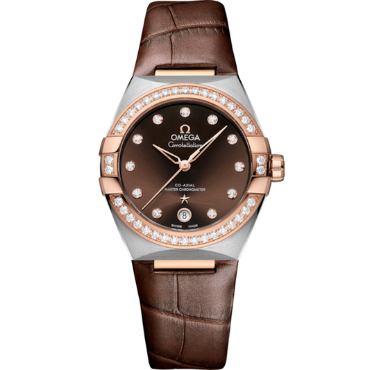 Omega Constellation 39 mm Brown Dial with Diamonds Stainless Steel and Sedna™ 18k Rose Gold Strap 131.28.36.20.63.001