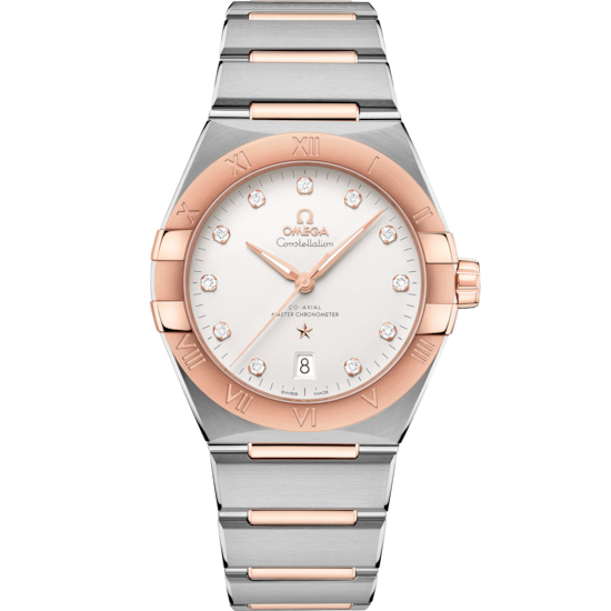 Omega Constellation 39 mm Silver Dial with Diamonds Stainless Steel and Sedna™ 18k Rose Gold Bracelet 131.20.39.20.52.001