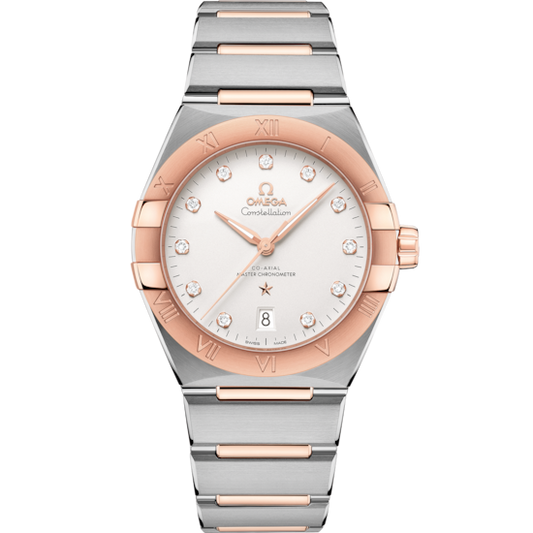 Omega Constellation 39 mm Silver Dial with Diamonds Stainless Steel and Sedna™ 18k Rose Gold Bracelet 131.20.39.20.52.001