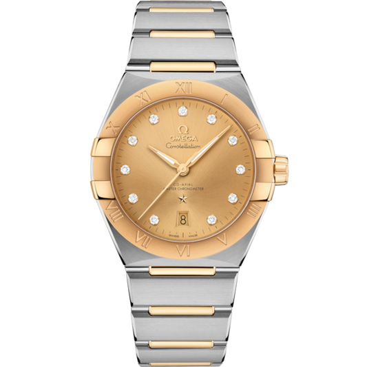 Omega Constellation 39 mm Yellow Dial with Diamonds Stainless Steel and Sedna™ 18k Yellow Gold Bracelet 131.20.39.20.58.001