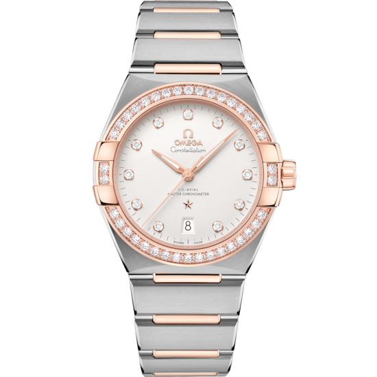 Omega Constellation 39 mm Silver Dial with Diamonds Stainless Steel and Sedna™ 18k Rose Gold Bracelet 131.25.39.20.52.001