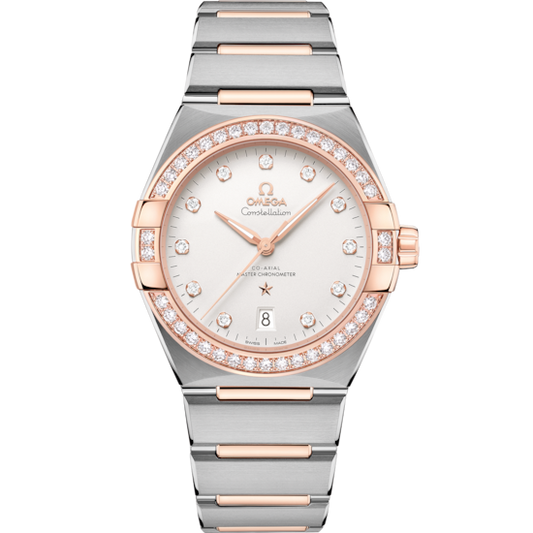 Omega Constellation 39 mm Silver Dial with Diamonds Stainless Steel and Sedna™ 18k Rose Gold Bracelet 131.25.39.20.52.001