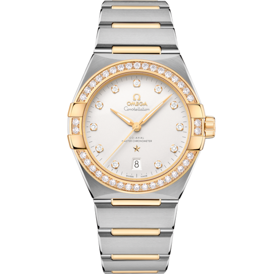 Omega Constellation 39 mm Silver Dial with Diamonds Stainless Steel and Sedna™ 18k Yellow Gold Bracelet 131.25.39.20.52.002