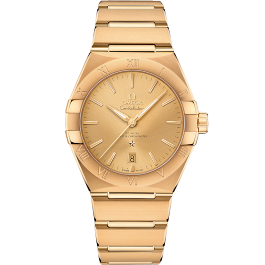 Omega Constellation 39 mm Yellow Dial 18k Yellow Gold Bracelet 131.50.39.20.08.001