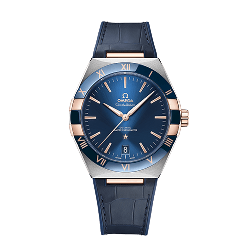 Omega Constellation 41 mm Blue Dial Stainless Steel ‑ Sedna™ 18k Rose Gold Strap 131.23.41.21.03.001