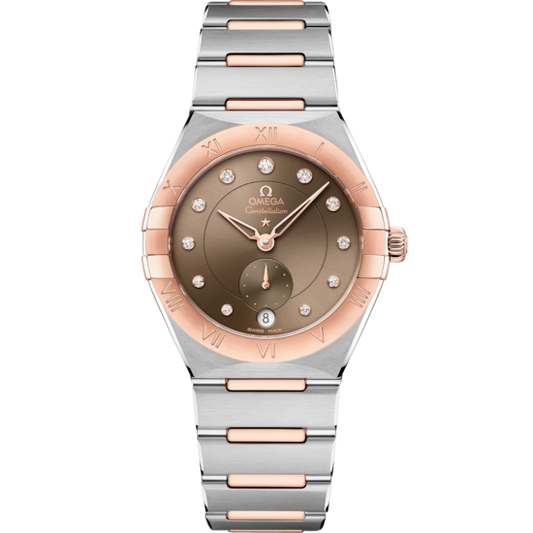 Omega Constellation 34 mm Brown Dial with Diamonds Stainless Steel Sedna™ 18k Rose Gold Bracelet 131.20.34.20.63.001