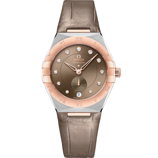 Omega Constellation 34 mm Brown Dial with Diamonds Stainless Steel Sedna™ 18k Rose Gold Strap 131.23.34.20.63.001