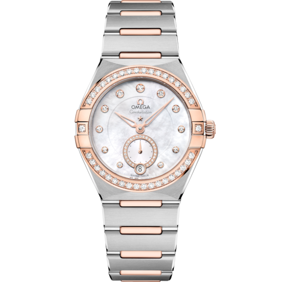 Omega Constellation 34 mm White Dial with Diamonds Stainless Steel and Sedna™ 18k Rose Gold Bracelet 131.25.34.20.55.001