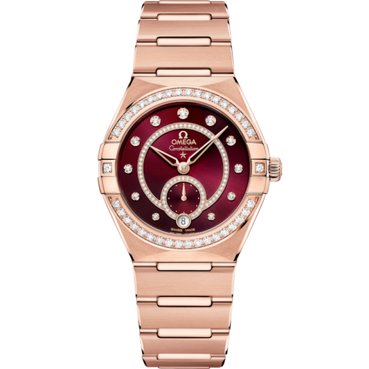 Omega Constellation 34 mm Red Dial with Diamonds Sedna™ 18k Rose Gold Bracelet 131.55.34.20.61.001