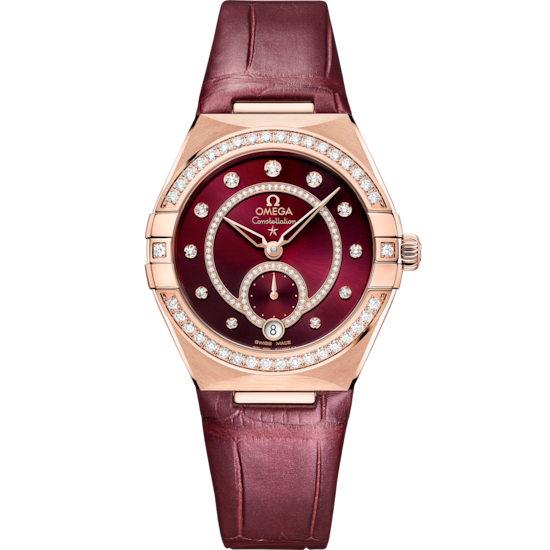 Omega Constellation 34 mm Red Dial with Diamonds Sedna™ 18k Rose Gold Strap 131.58.34.20.61.001