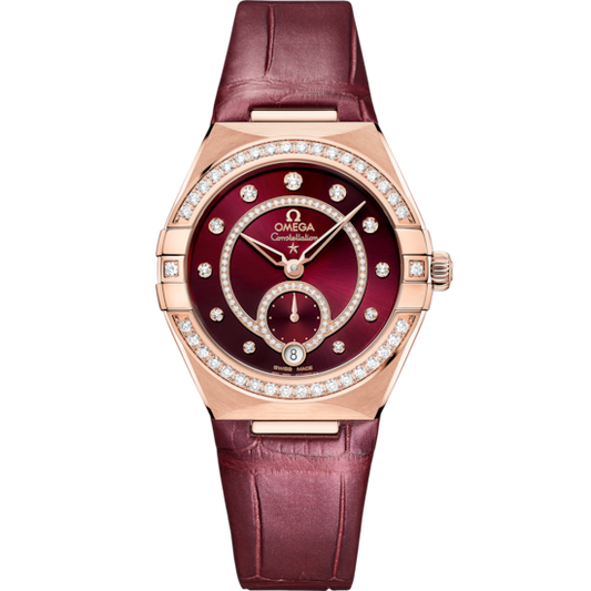 Omega Constellation 34 mm Red Dial with Diamonds Sedna™ 18k Rose Gold Strap 131.58.34.20.61.001