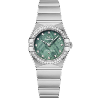 Omega Constellation 25 mm Green Dial with Diamonds Stainless Steel Bracelet 131.15.25.60.99.001