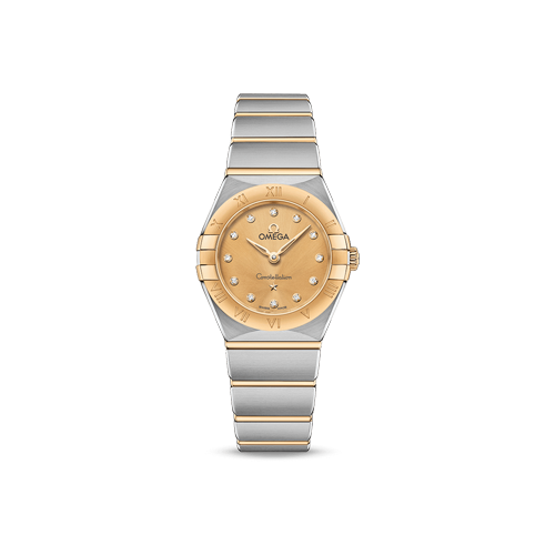 Omega Constellation 25 mm Yellow Dial with Diamonds Stainless Steel and Sedna™ 18k Yellow Gold Bracelet 131.20.25.60.58.001