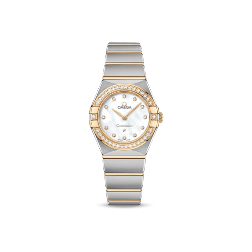 Omega Constellation 25 mm White Dial with Diamonds Stainless Steel and Sedna™ 18k Yellow Gold Bracelet 131.25.25.60.55.002